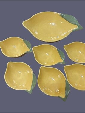 Lucky Star Melamine Lemon Bowl Set, 7 Pieces, Yellow Green, Dishwasher Safe